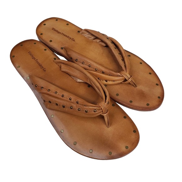 Vintage Foundry Shoes - VINTAGE FOUNDRY Womens 9 Hera Leather Flip Flop Sandal NEW